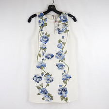 Alice + Olivia Clyde Floral Embellished Shift Mini Dress In Off White - Size 4