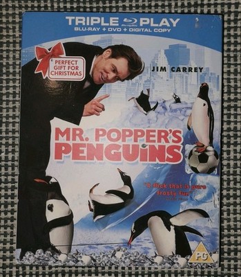 Mr Popper's Penguins Blu-ray & DVD  Jim Carrey  with rare cardboard slip-cover
