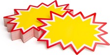 Starburst Price Tags with Stickers 100Pcs  Yellow Sale Signs for Retail Store,