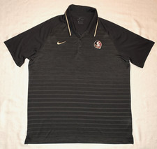 Nike FSU Florida State Seminoles Black Striped Performance Golf Polo Shirt XL