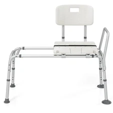 Sliding Tub Transfer Bench w/Extra-Wide Seat Backrest for Elderly and Disabled