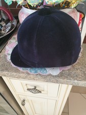 Champion Classic Ladies’ Riding Hat In Navy Blue Velour With Leather Chinstrap