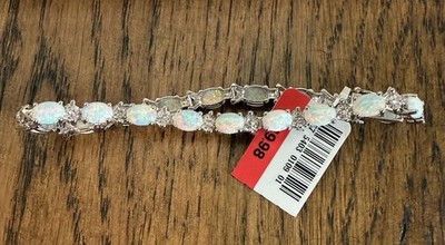 Oval Lab Created Opal Sterlingsilber 925 Tennisarmband 7,5'' JC Penney NEU