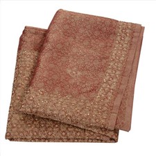 Sanskriti Vintage Dark Red Sarees Tissue Hand Beaded Woven Fabric Cultural Sari