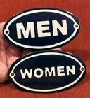 VINTAGE TOILET PORCELAIN SIGN OLD RESTROOM BATHROOM PURE GAS STATION MEN WOMEN