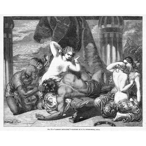 FINE ART Samson Betrayed by F.R Pickersgill - Antique Print 1850