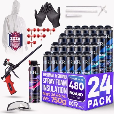 Spray Foam Insulation Kit (24 PK Kit-26.46oz) Expanding Foam Sealant