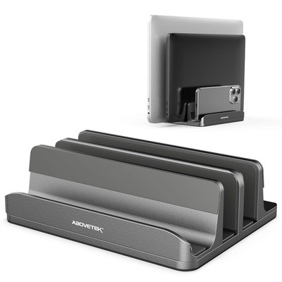 AboveTEK Vertical Laptop Stand, 3 Slots Aluminum Desk Laptop Holder & Laptop ...