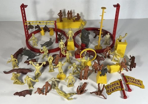 Vintage Marx Super Circus Playset Lot Of Figures Animals Accessories Pieces