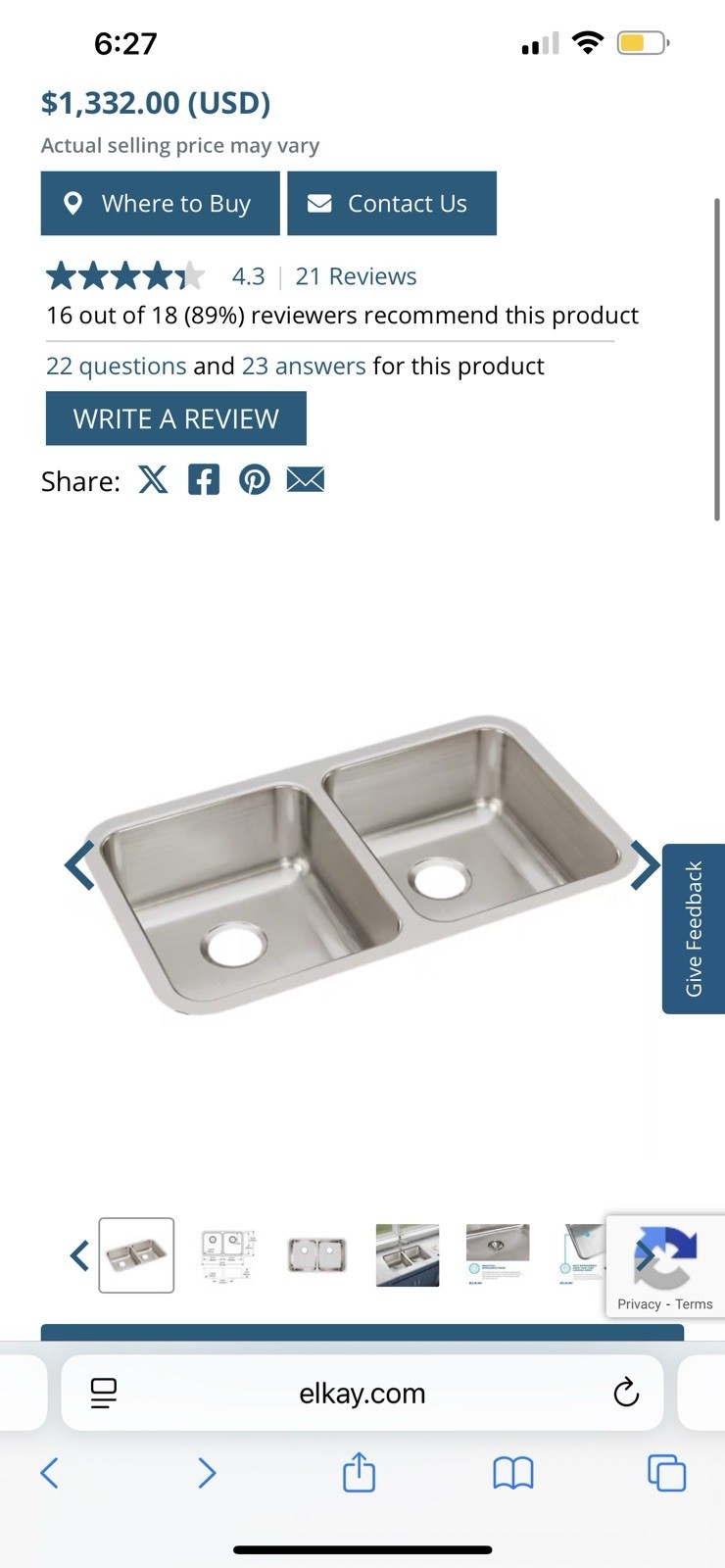 Elkay ELUH3118 Lustertone 30-3/4 Undermount Double Basin Stainless Steel Kitchen