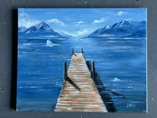 Acrylic painting on stretched canvas, original, landscape, home decor. 16"x 20"