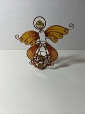 Wire and stained-glass-style angel Votive Candle Holder