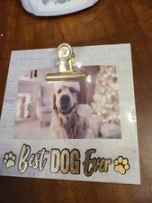 Wooden "Best Dog Ever" Photo Frame W/easel Stand New Still Sealed 6.5" Square