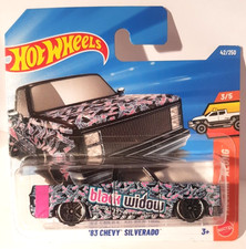 Hot Wheels '83 Chevy Pick Up Silverado BLACK WIDOW cooles Design und tiefer H22