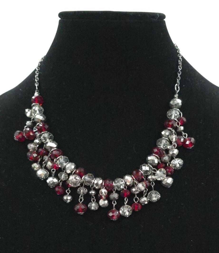Faceted Crystal & Ruby Red Cluster Rhinestones St… - image 1