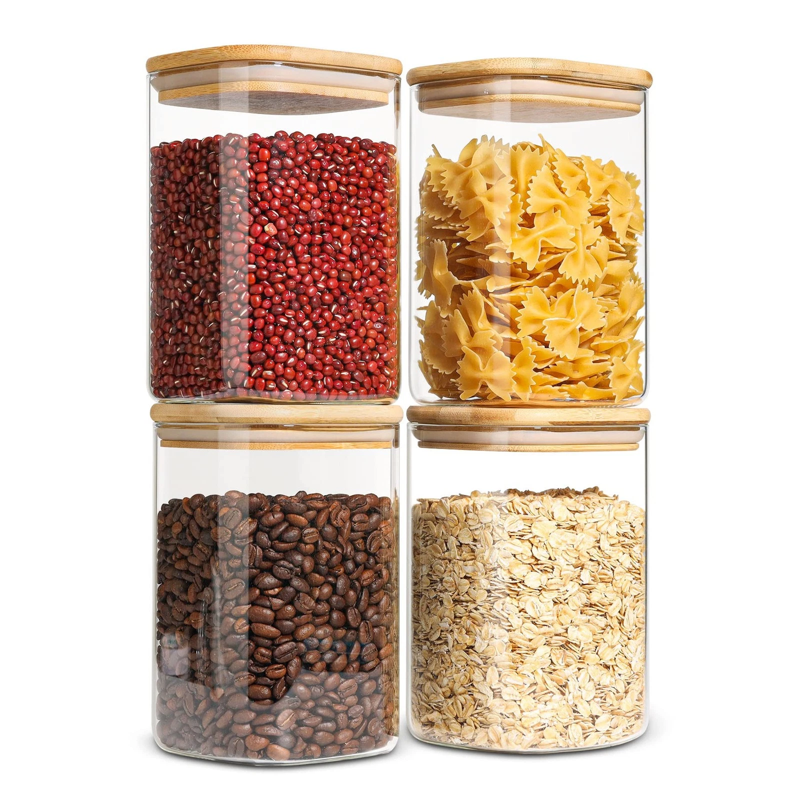 Glass Storage Containers with Lids, 1.2 Qt Glass Jars with Lids, Clear Food S...