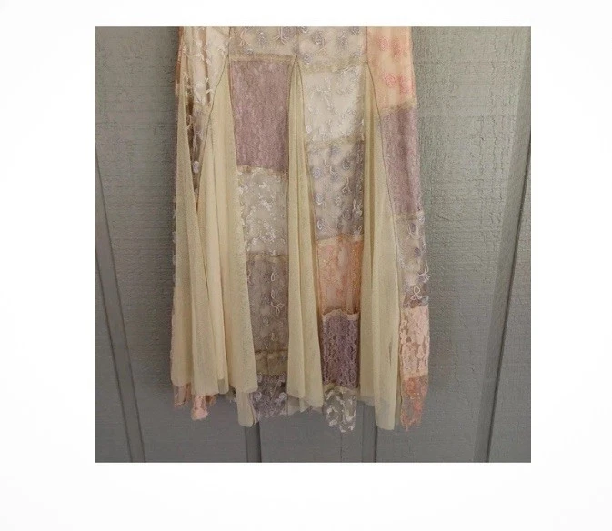 Maxi Falda Free People Mujeres Fantasía Patchwork Encaje Talla 4 Boho Mezcla de Nylon Foto 2 de 4