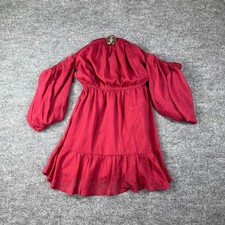 Francescas By Mi Ami Off The Shoulder Shimmer Mini Dress Womens S Red Ruffle Hem