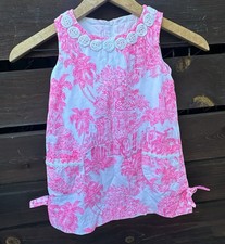 Lilly Pulitzer Girl's Little Lilly Shift Dress Palm Beach Anniversary Toile Sz 4