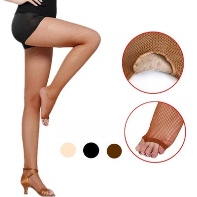 Latin Dance Tights Women Fishnet Pantyhose Slim Elastic Open Toe Thigh Stockings