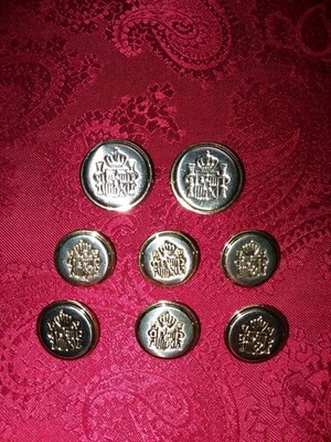 BESPOKE SILVER GOLD STYLE 2 TONE PALACE CASTLE GATE CROWN REPLACEMENT BUTTON SET
