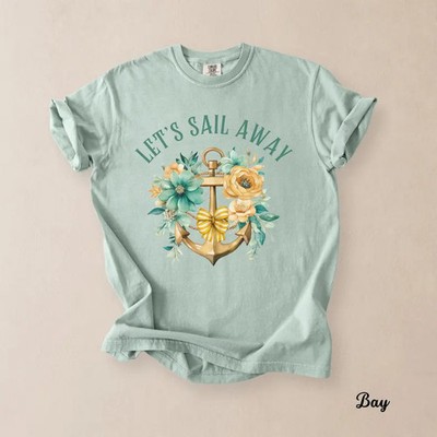 Lets Sail Away Sailing Boat Ocean Comfort Tee