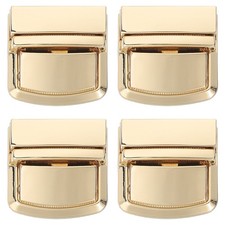 4Set Turn Lock Clasp, Rectangle Press Locks Clasp 34x33mm, Gold