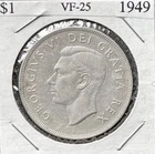 1949 Canada Silver Dollar $1, VF-25