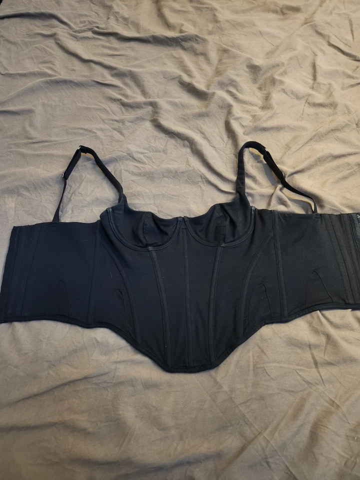 XS SKIMS Bonded Cropped Corset Group Long Corset Onyx CR-CAM-2663 - Image 3 of 4