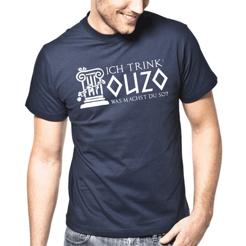 Ich trink Ouzo was machst Du so? Sprüche Geschenk Lustig Spaß Comedy Fun T-Shirt - Afbeelding 1 van 1