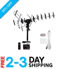 Outdoor HDTV Antenna with Remote - 200 Mile Long Range, Supports 100 Channels
