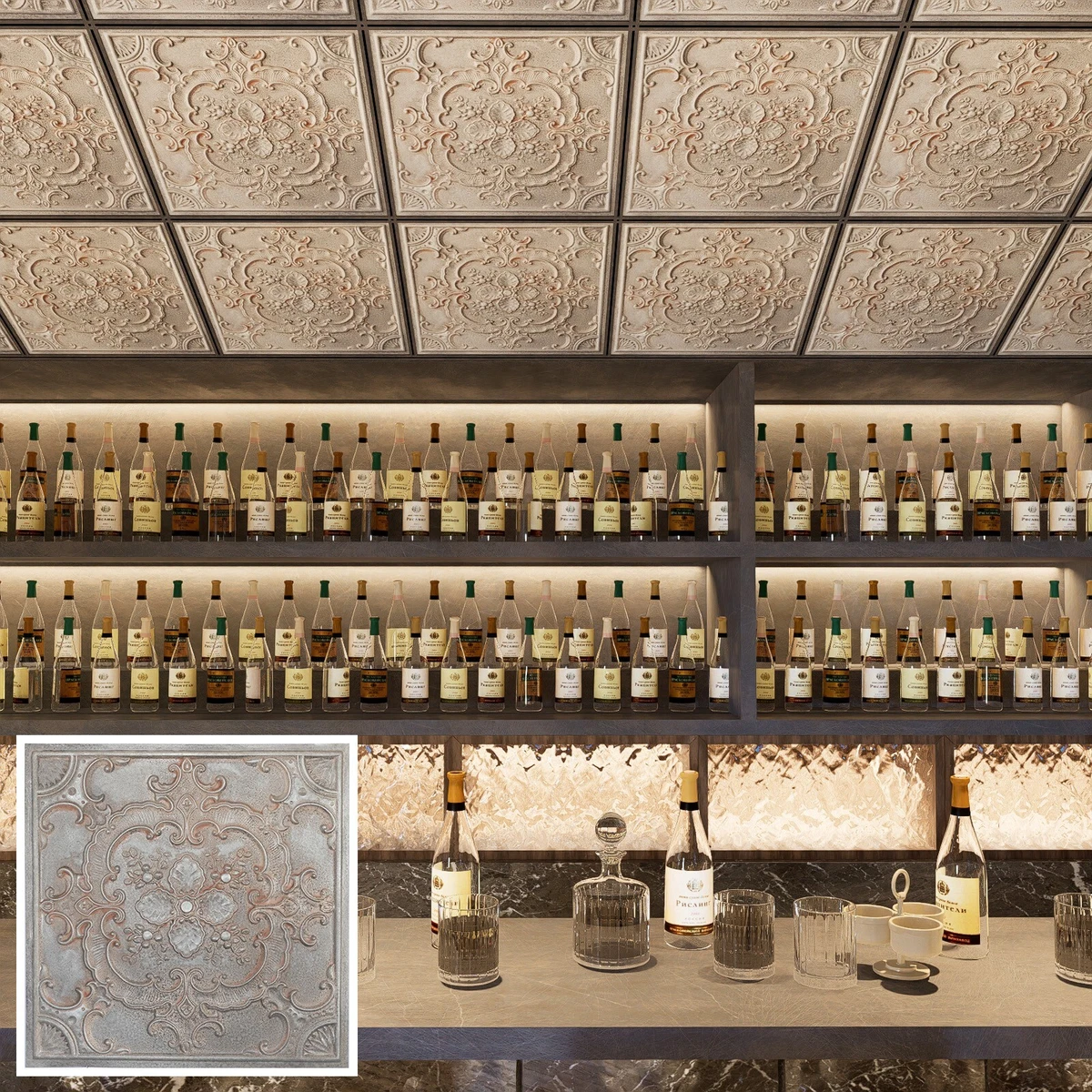 Vinyl Rock Ceiling Tile | Shelly Lighting