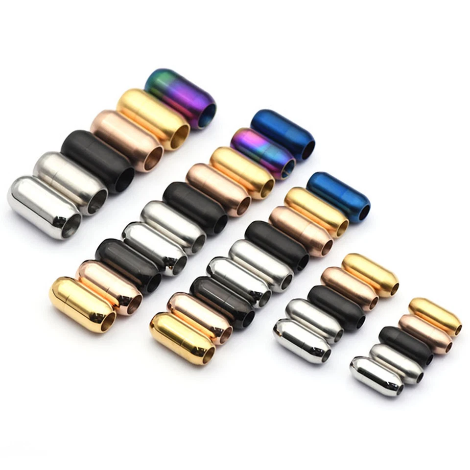 Stainless Steel Magnetic Clasps Leather Weave Cord End Bracelet Jewelry Making C - Image 4 of 4