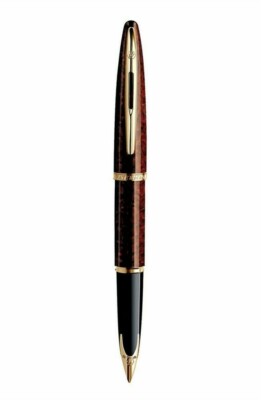Waterman Carene Fountain Pen Amber Shimmer & Gold 18Kt Gold Medium Pt New In Box
