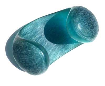 Bracelet Vintage Migeon & Migeon Paris - Résine Sculptée Bleue Années 80, En Très Bon état