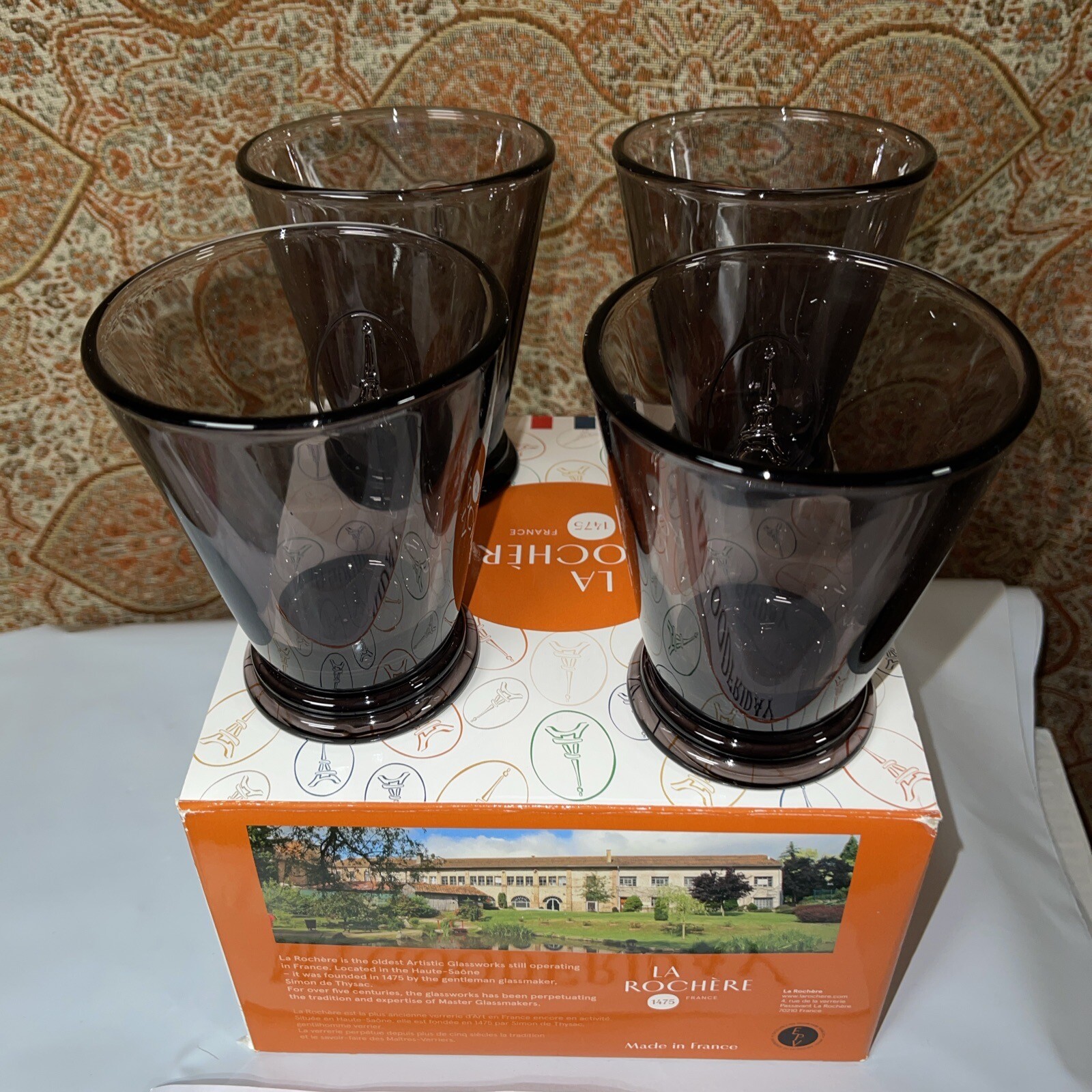 La Rochere Fleur de Lis French Wine Glass EIFFEL TOWER Set of 4 Made In