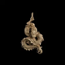 Dragon Pendant Necklace for Men Cool Gothic Punk Brass Dragon Head Animal