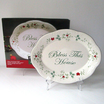 Pfaltzgraff Winterberry ''Bless This House'' Serving Plate Dish Platter 10.5'' New