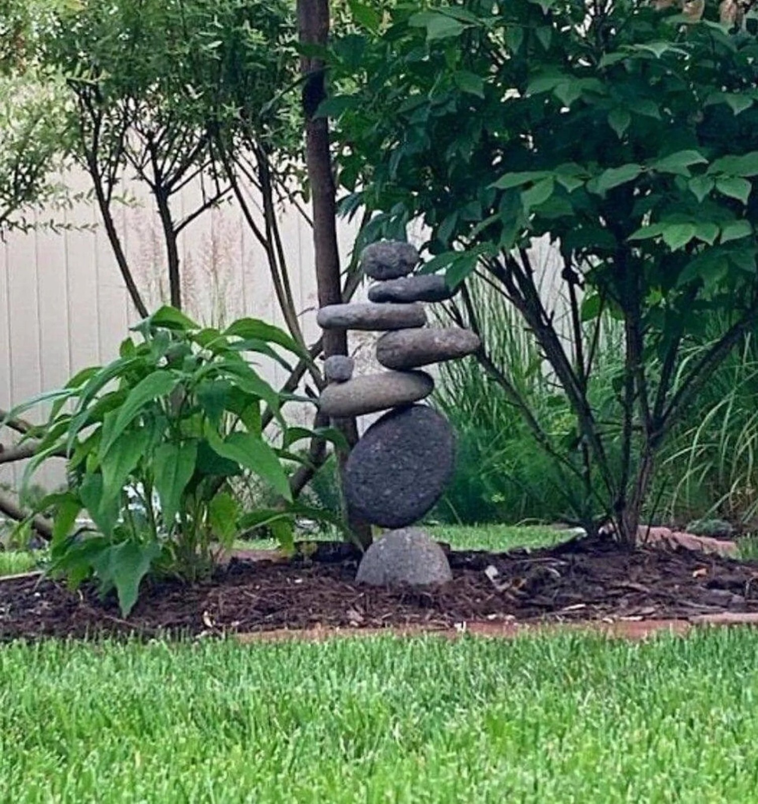 8 Stone Cairn Garden Statue for Outdoor Decor | Natural Stone Art