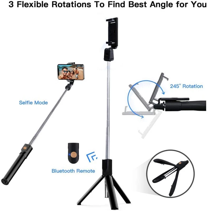 Selfie Stick Tripod Bluetooth Wireless Remote Stand For iPhone 13 14 15 16 - Image 4 of 4