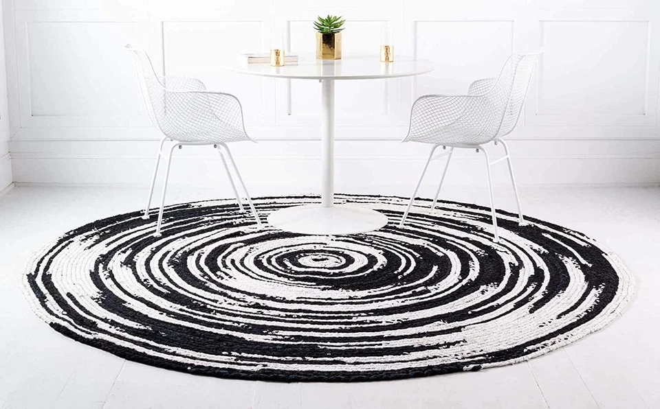 Beautiful Braided Round Area Rug Carpet Bohemian Living Room Decor Floor Rugs - Image 3 of 4