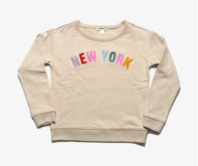 J.CREW CREWCUTS GIRLS CREAM MULTI LONG SLEEVE CREWNECK NEW YORK ...