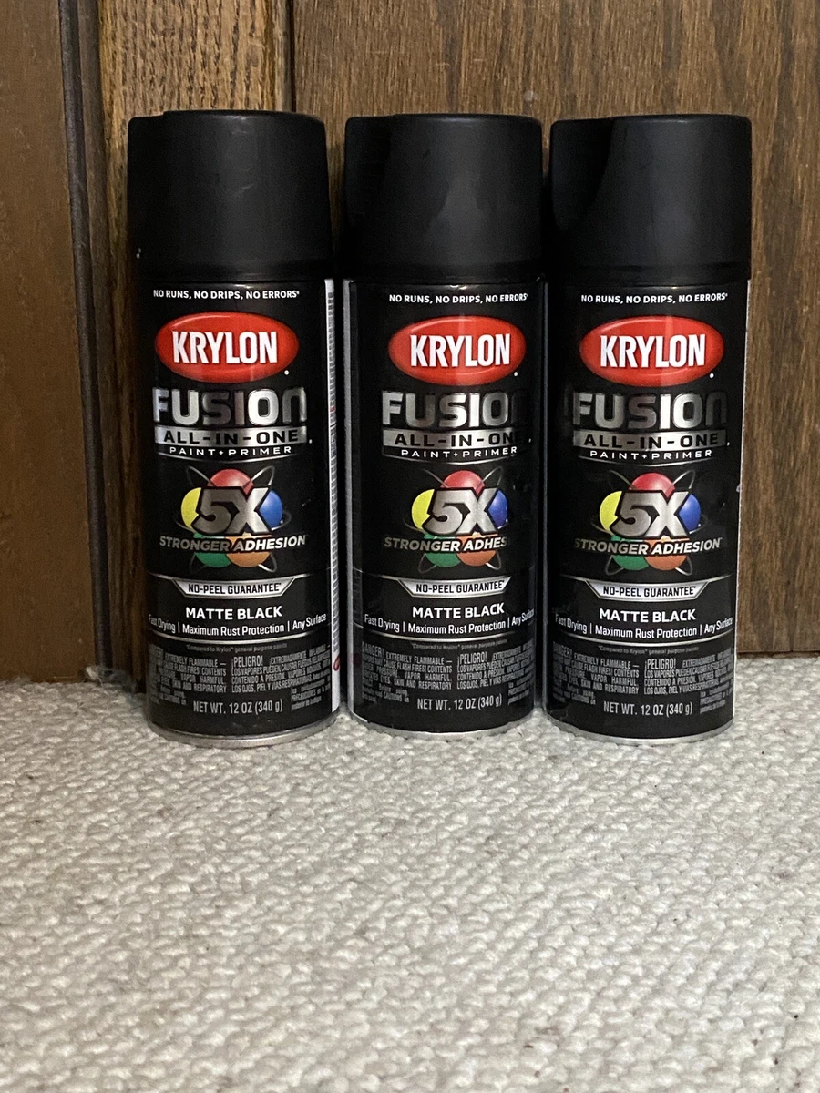 KRYLON 2754 2 PACK MATTE BLACK All-In-One Fusion Paint & Primer - No-Peel  12oz