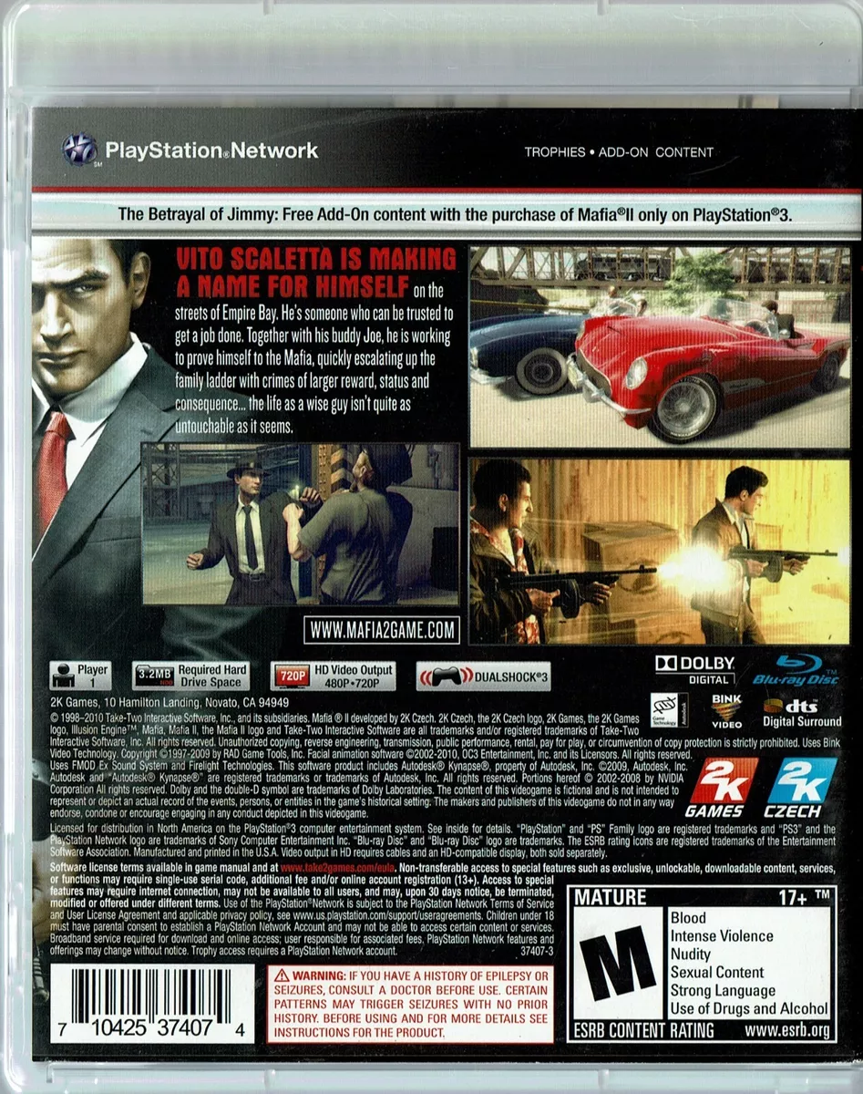 Mafia II 2 Sony PlayStation 3 PS3 Game Complete CIB & Tested w/ Map  710425374074 