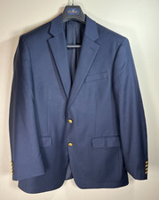 LAUREN RALPH LAUREN Mens Navy Blue 100 Wool Blazer w. Gold Buttons 42R