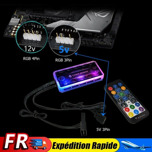 Contrôleur de ventilateur RGB 12cm, boîtier d'ordinateur télécommandé, châssis 
