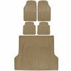 Rubber Car Floor Mats 5 PC Beige Front Rear and Cargo Trunk Liner Auto Truck SUV