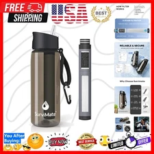 Portable 650ml Filtered Water Bottle - Survival Essential for Camping and Hiking