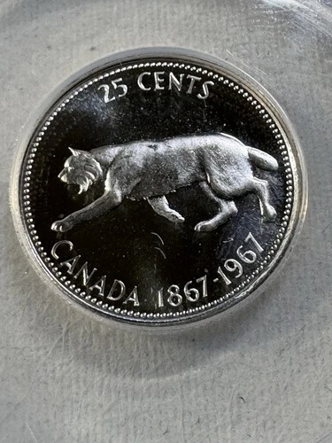 1967 Canada 25 Cents Proof Like Silver Coin Graded MS 66 Cameo by ANACS Lynx