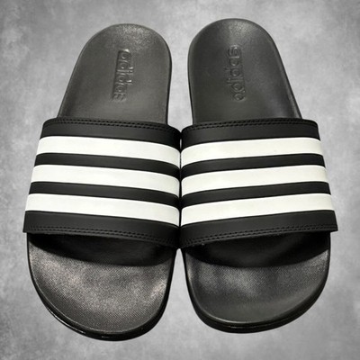 Adidas Adilette Shower Slides Black White 3-Stripes Sport Sandals GZ5891 Mens 7
